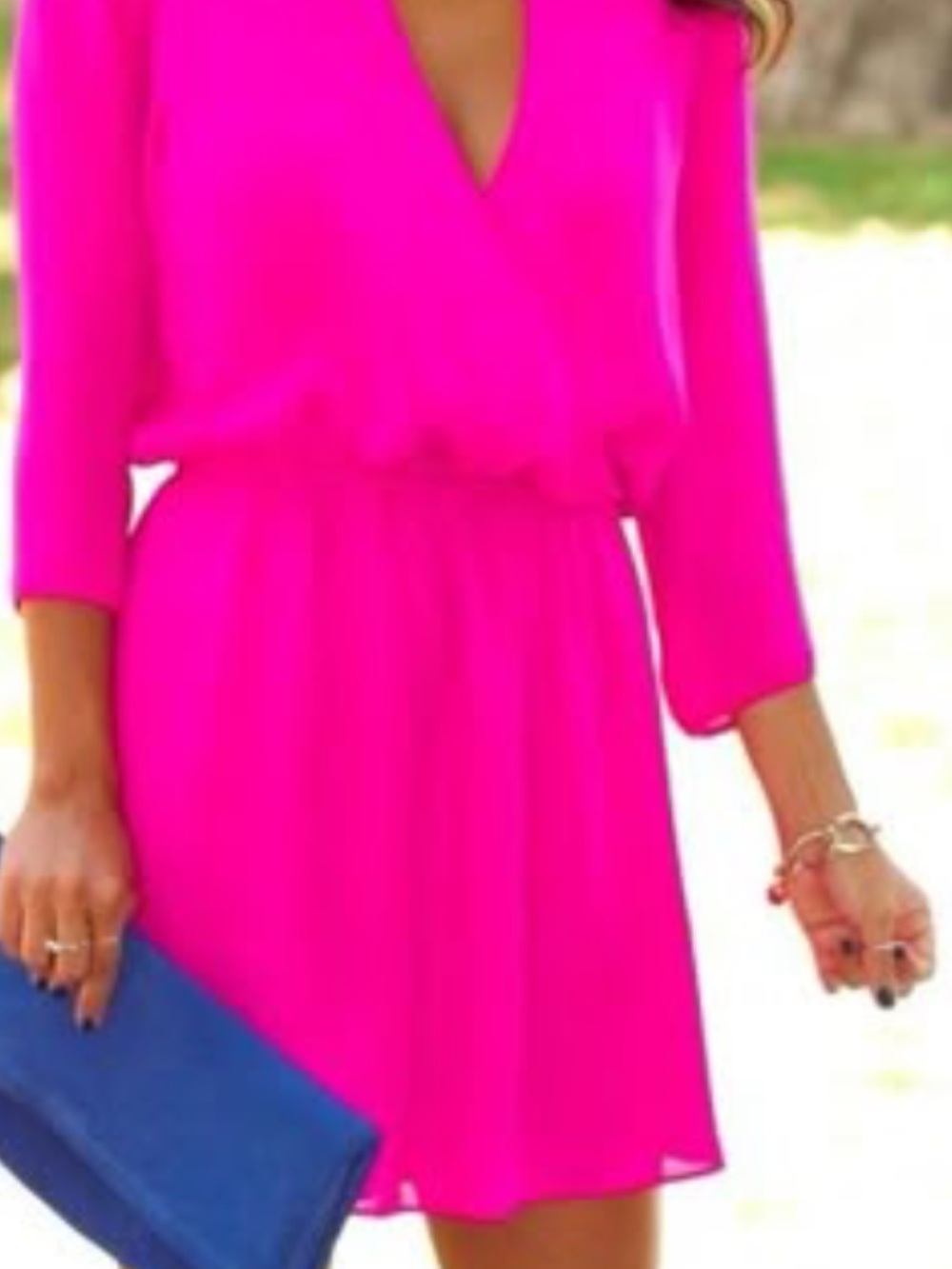 Amanda Uprichard Fuchsia Mini Dress with V-Notch